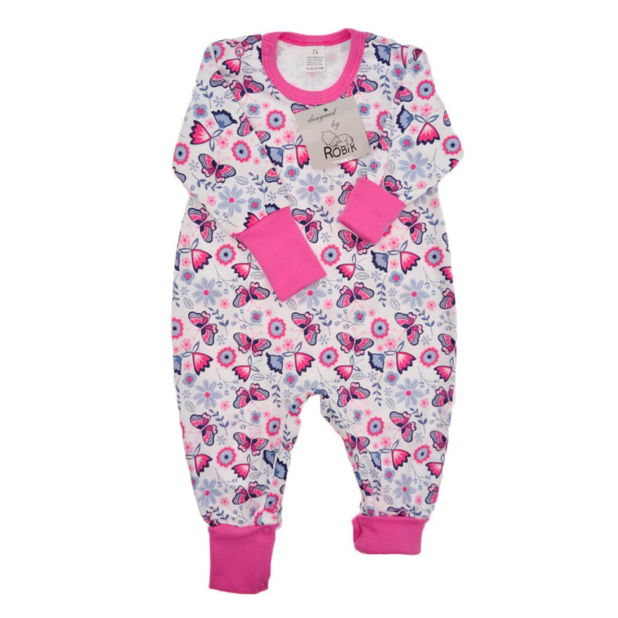 Pajac bez stópek RAMPERS amarant w motylki pajacyk rosnący wz. 330a