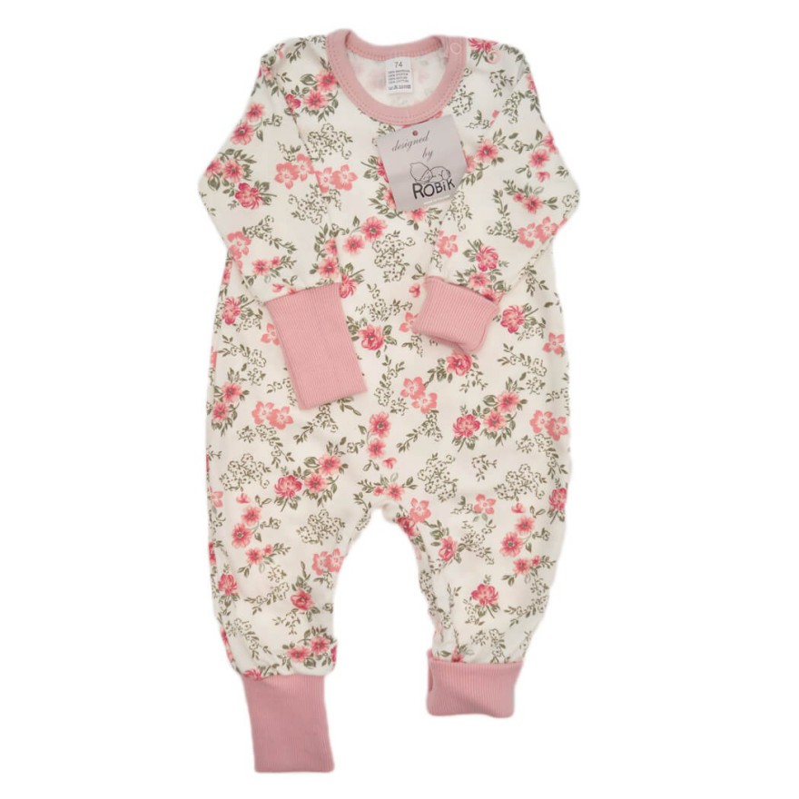 Pajac bez stópek RAMPERS różowy w kwiaty pajacyk rosnący wz. 354r