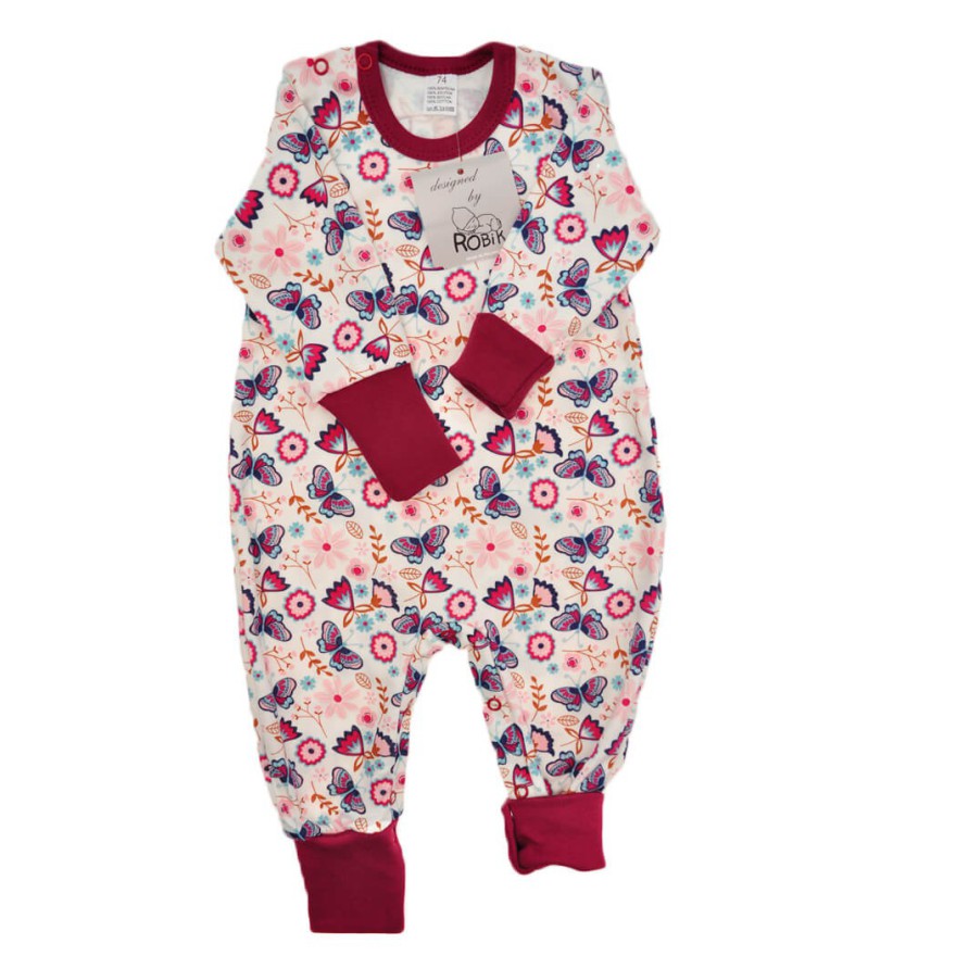 Pajac bez stópek RAMPERS bordowy w motyle pajacyk rosnący wz. 367bor