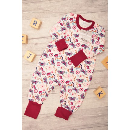 Pajac bez stópek RAMPERS bordowy w motyle pajacyk rosnący wz. 367bor