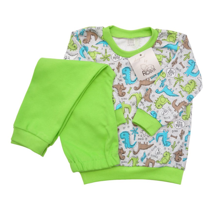 Trawiasta PIŻAMA w dinozaury dino długi rękaw wzór 371tr