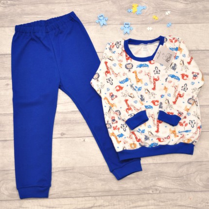 Chabrowa PIŻAMA w zoo zwierzęta długi rękaw wzór 370ch