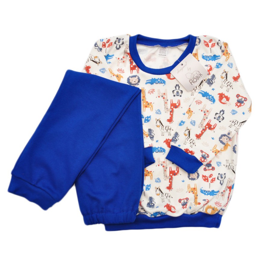 Chabrowa PIŻAMA w zoo zwierzęta długi rękaw wzór 370ch