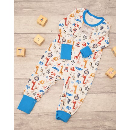 Pajac bez stópek RAMPERS niebieski w zoo pajacyk rosnący wz. 370n