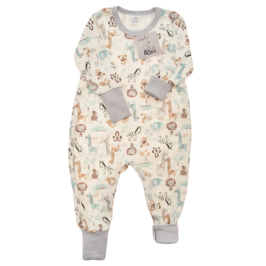 Pajac bez stópek RAMPERS szary w zoo pajacyk rosnący wz. 370s