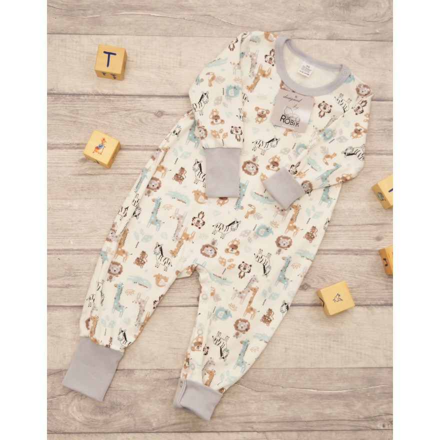 Pajac bez stópek RAMPERS szary w zoo pajacyk rosnący wz. 370s