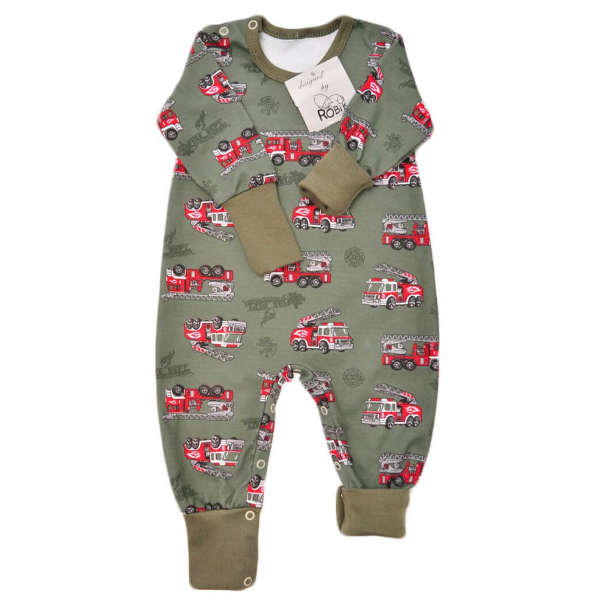 Pajac bez stópek RAMPERS zielony w wozy strażackie pajacyk rosnący wz. 372z