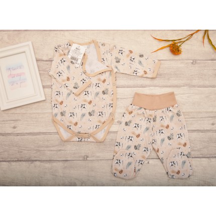 Komplet 2cz body kopertowe półśpiochy wz. beżowe słonie