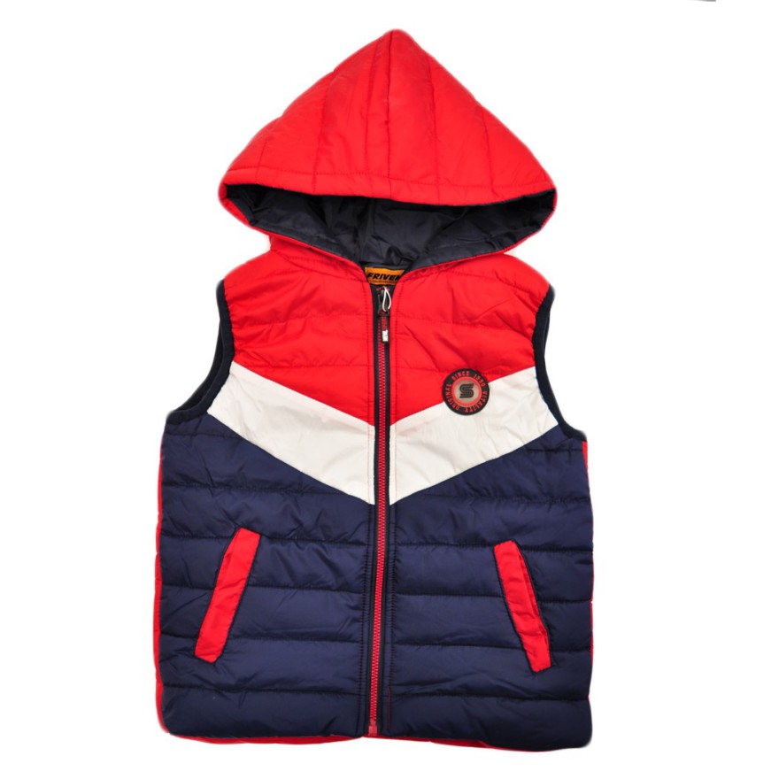 Czerwono- granatowa KAMIZELKA bezrękawnik pikowany chłopięcy