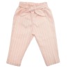 Różowe SPODNIE bawełniane dziewczęce w paski z kokardą