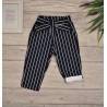Granatowe SPODNIE bawełniane dziewczęce w paski z kokardą