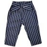 Granatowe SPODNIE bawełniane dziewczęce w paski z kokardą