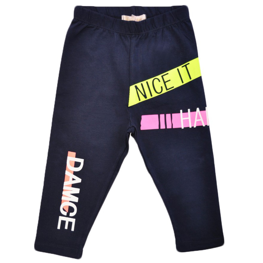 Granatowe LEGGINSY za kolano getry w kolorowe nadruki DAMCE