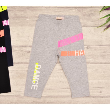 Szare LEGGINSY za kolano getry w kolorowe nadruki DAMCE