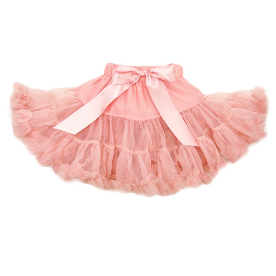 Puszysta SPÓDNICZKA tiulowa z falbankami, brudny róż