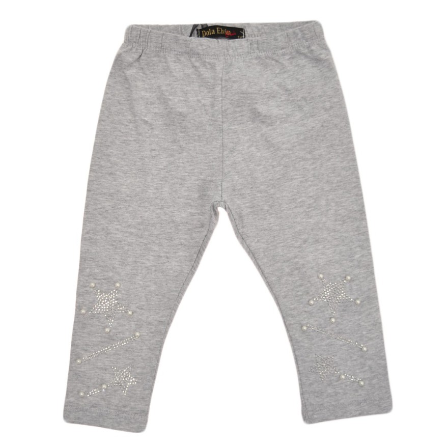 Szare LEGGINSY za kolano getry w ozdobne gwiazdki dżety