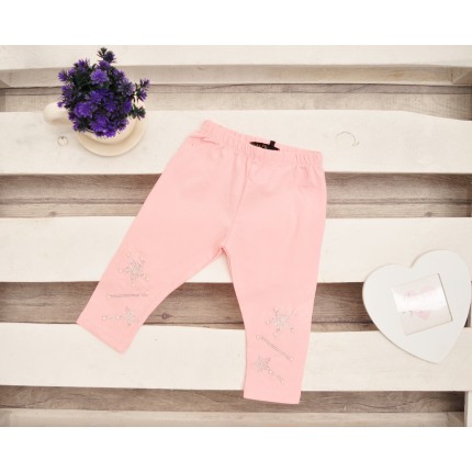 Różowe LEGGINSY za kolano getry w ozdobne gwiazdki dżety