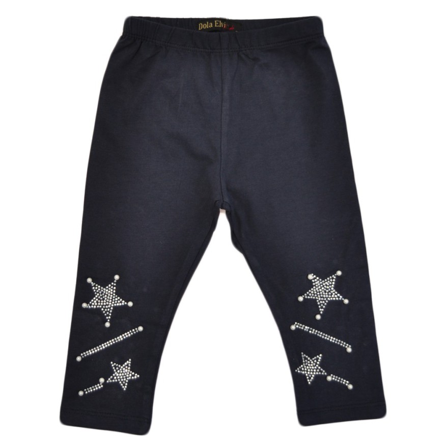 Granatowe LEGGINSY za kolano getry w ozdobne gwiazdki dżety