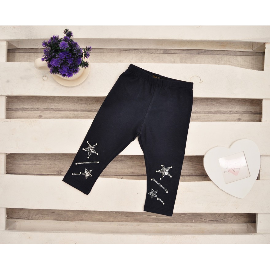 Granatowe LEGGINSY za kolano getry w ozdobne gwiazdki dżety