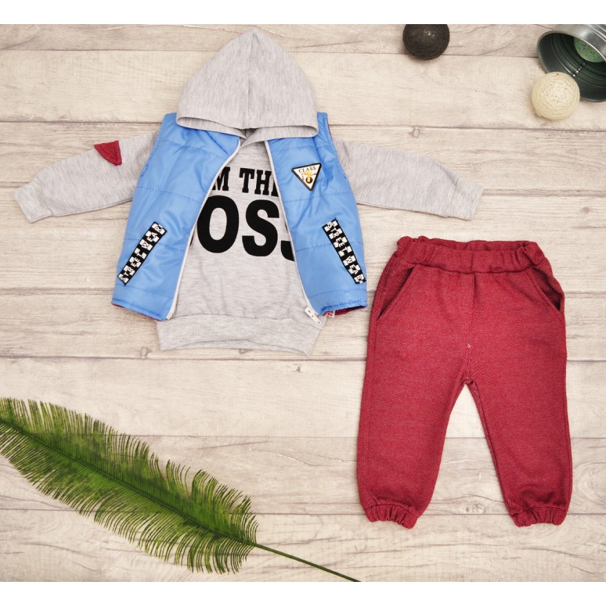 Komplet DRES CLASS 7, kamizelka, bluzka z kapturem, spodnie