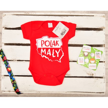 BODY czerwone POLAK MAŁY krótki rękaw, bodziaki patriotyczne