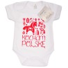 BODY białe KOCHAM POLSKĘ krótki rękaw, bodziaki patriotyczne likw.