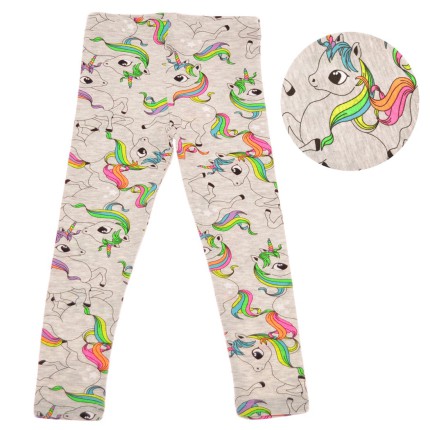 Szare LEGGINSY w tęczowe jednorożce GETRY