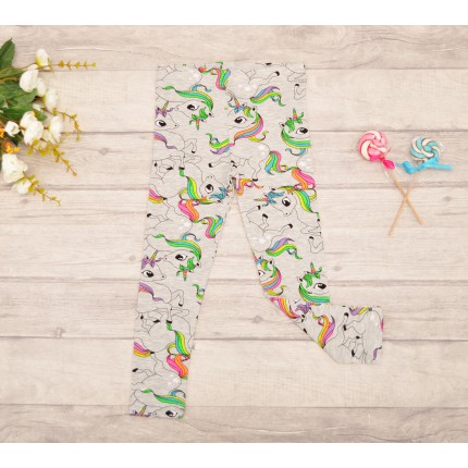 Szare LEGGINSY w tęczowe jednorożce GETRY