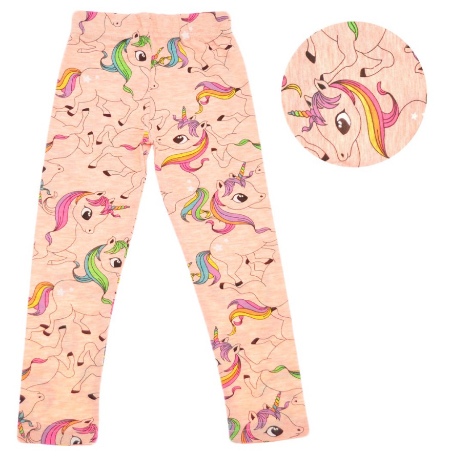 Brzoskwiniowe LEGGINSY w tęczowe jednorożce GETRY