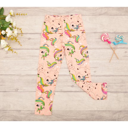 Brzoskwiniowe LEGGINSY w tęczowe jednorożce GETRY