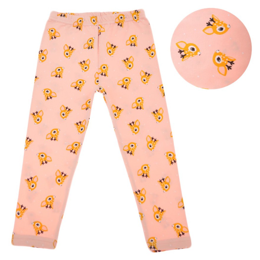 Różowe LEGGINSY w jelonki GETRY bawełniane