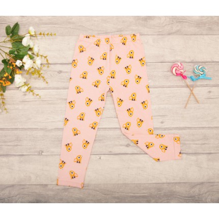Różowe LEGGINSY w jelonki GETRY bawełniane