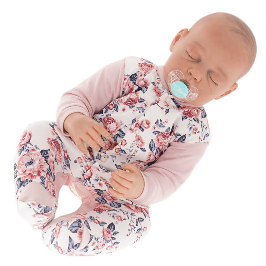 WCZEŚNIAK pajac pajacyk bawełniany róż w kwiaty ciemne liście r. 50 wzór 373r