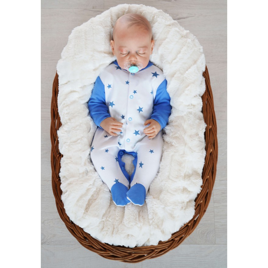 WCZEŚNIAK pajac pajacyk bawełniany niebieski w gwiazdki r. 50 wzór 259