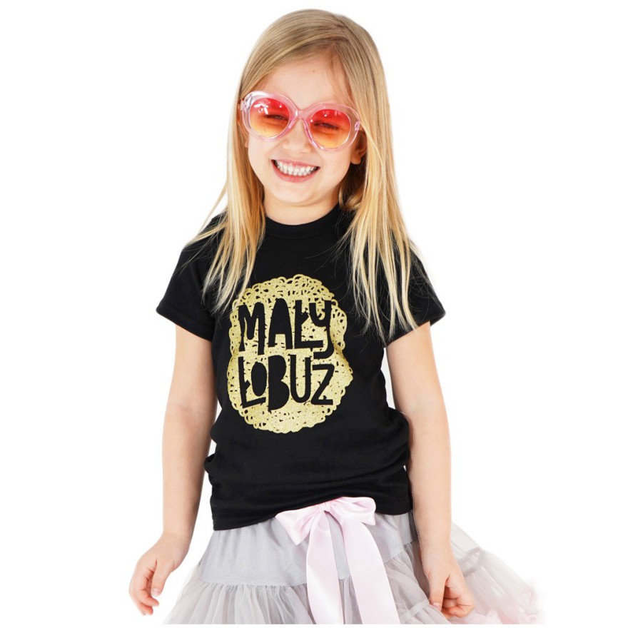 KOSZULKA czarna T-SHIRT MAŁY ŁOBUZ