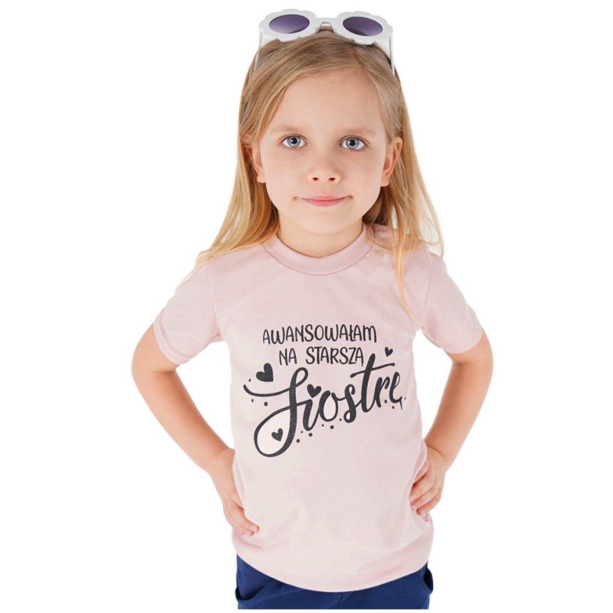 KOSZULKA różowa T-SHIRT AWANSOWAŁAM NA STARSZĄ SIOSTRĘ