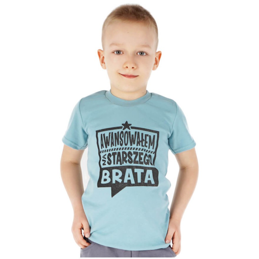 KOSZULKA zielona T-SHIRT z napisem AWANSOWAŁEM NA STARSZEGO BRATA