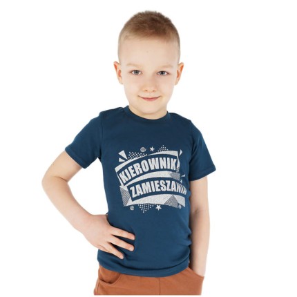 KOSZULKA granatowa T-SHIRT z napisem KIEROWNIK ZAMIESZANIA