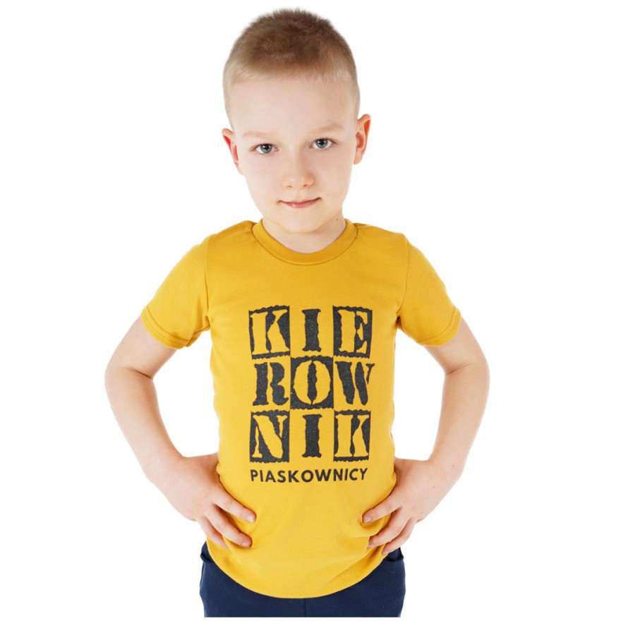 KOSZULKA musztardowa T-SHIRT z napisem KIEROWNIK PIASKOWNICY