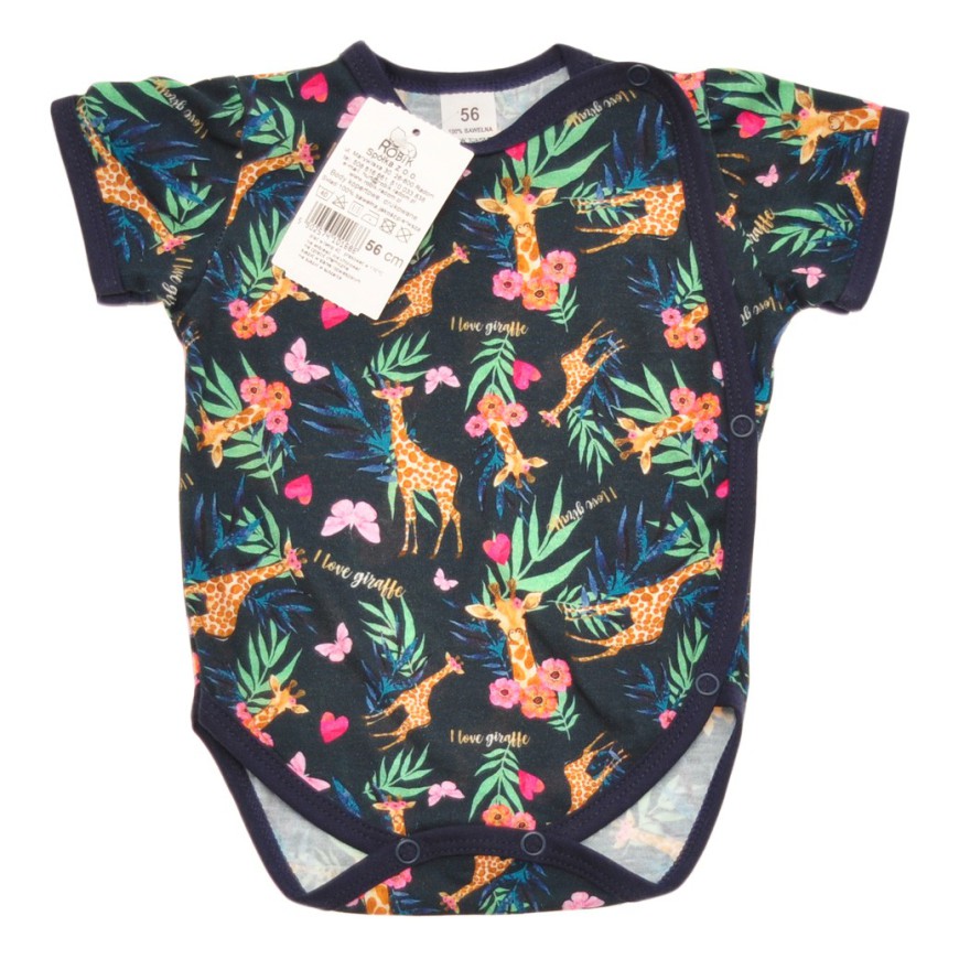 BODY kopertowe granatowe w żyrafy, krótki rękaw