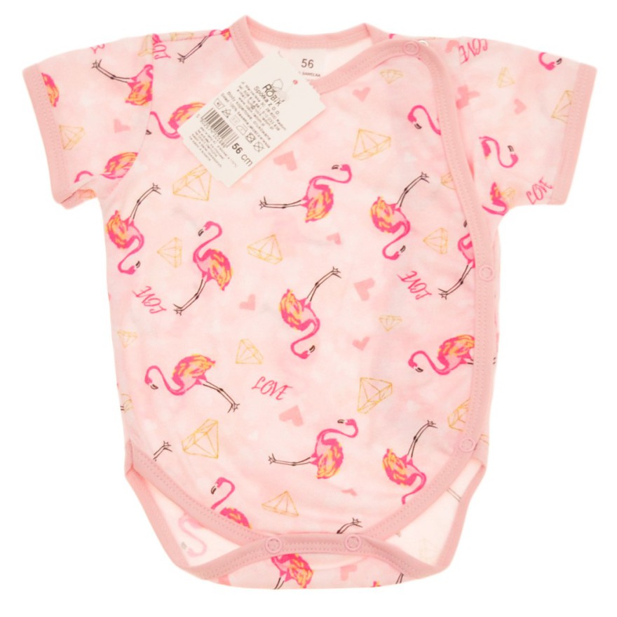 BODY kopertowe różowe flamingi LOVE, krótki rękaw