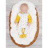 Pajac pajacyk bawełniany musztardowy w sowy wzór 374mu
