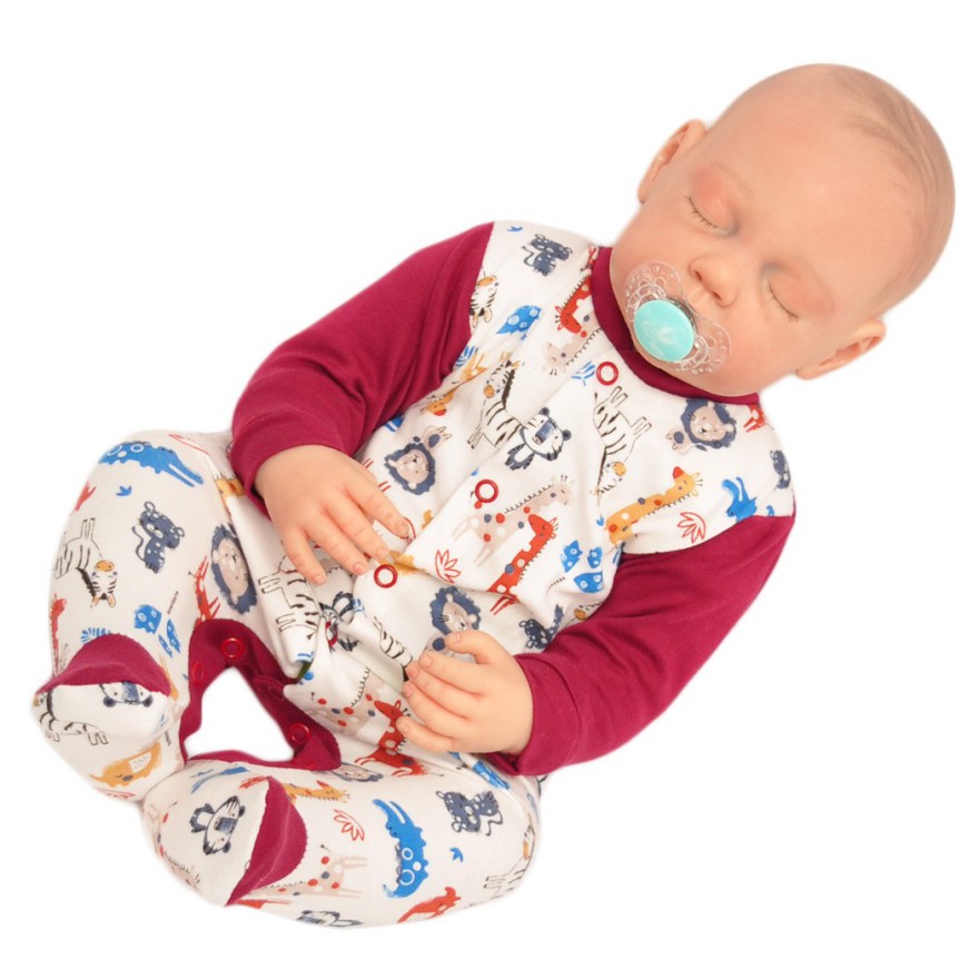 WCZEŚNIAK pajac pajacyk bawełniany bordowy w zoo r. 50 wzór 370bor