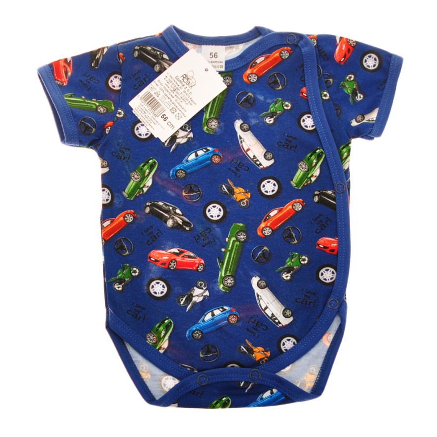 BODY kopertowe granatowe w kolorowe auta, I LOVE MY CAR, krótki rękaw