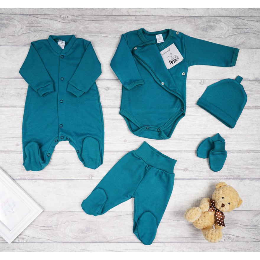 Butelkowa zieleń WYPRAWKA dla wcześniaka do szpitala 5 części święta