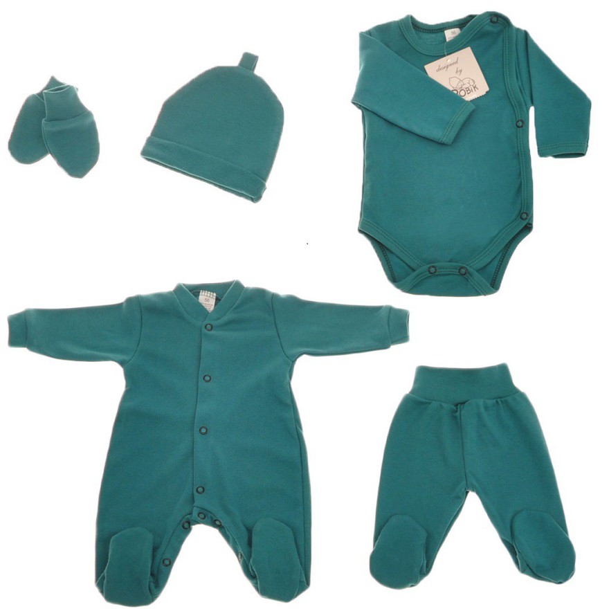 Butelkowa zieleń WYPRAWKA dla noworodka do szpitala 5 części święta