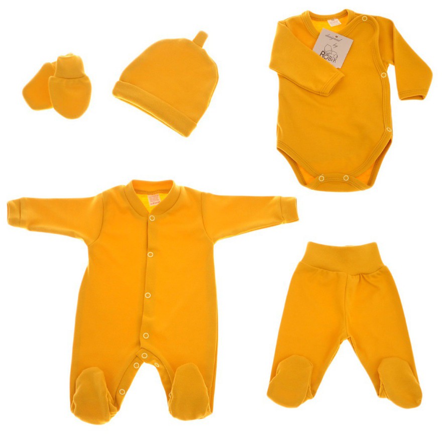 Musztardowa WYPRAWKA dla noworodka do szpitala 5 części