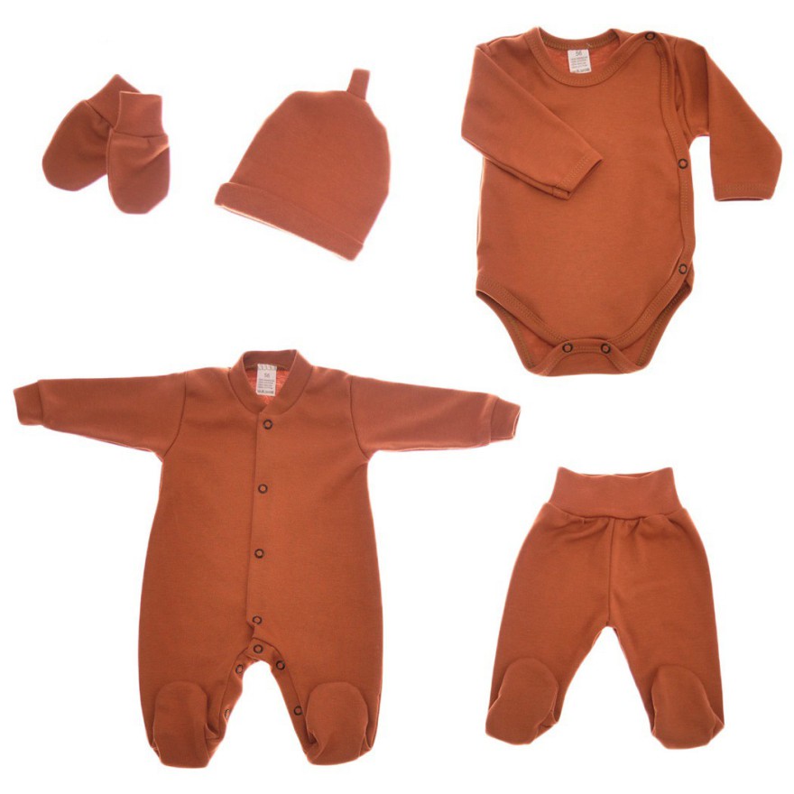 Brązowa WYPRAWKA dla noworodka do szpitala 5 części