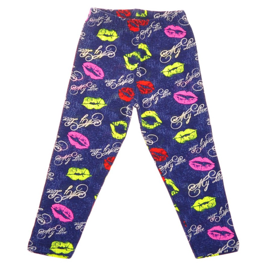 Granatowe LEGGINSY a'la jeans GETRY w neonowe usta MY LOVE