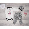 KOMPLET niemowlęcy biało-czarny 3-częściowy SMALL ZEBRA